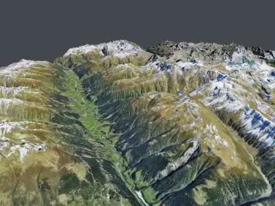 Mountain landscape near city Brig Switzerland 3D model