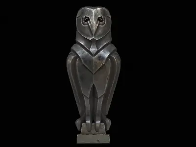 Grass Owl Metal Statue PBR Low-poly 3D model
