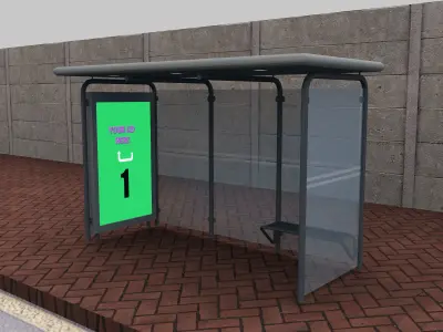 Bus Stop Modern4 Low-poly 3D model