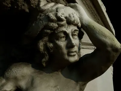 statues in house front 3D model