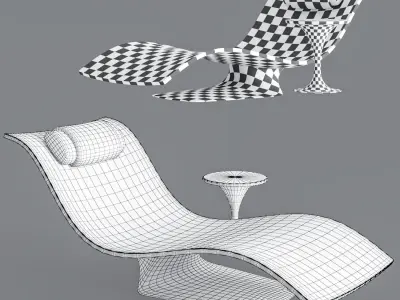 water pool lounge chair and table 3D model