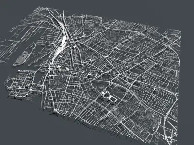 Streets and roads City Malmo Sweden  3D model