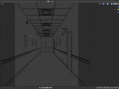 Corridor White Office Low-poly 3D model