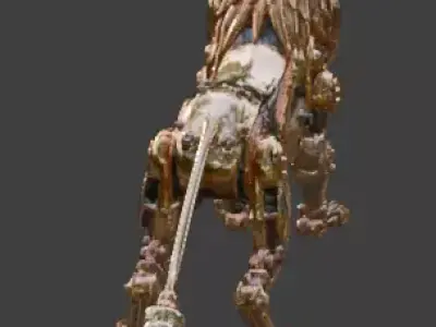 Steampunk Mechanical Lion Automaton 3D Model Low-poly 3D model