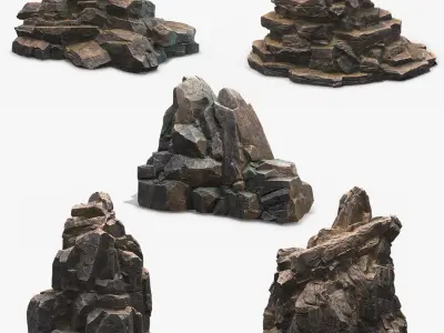 Sharp Rock Collection Low-poly 3D model
