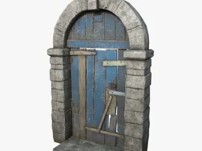 Medieval Wooden Door Low-poly 3D model