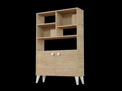 Wooden Cabinet Free low-poly 3D model