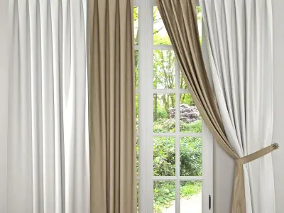 Curtain with stripes 3D model