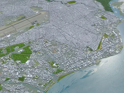Brazzaville Congo 20km Low-poly 3D model