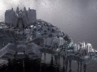 Dark Alien Hybrid base design Exterior 10 3D model