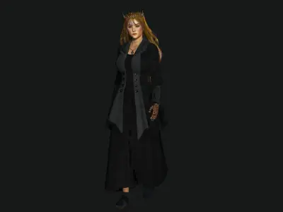 3D MEDIEVAL HUMAN RIGGED CHARACTER - BEAUTIFUL QUEEN PRINCESS 01 Low-poly 3D model