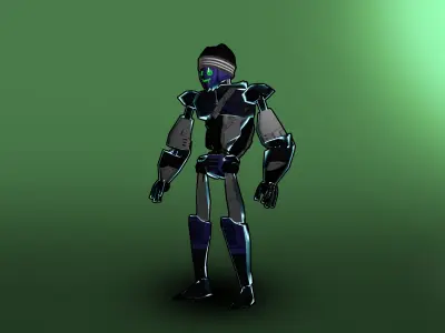 Low Poly retro robot design 3D model