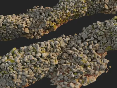 3d scanned nature stone wall E 3D model