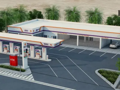 Gas Station Exterior by EVOLVE Low-poly 3D model