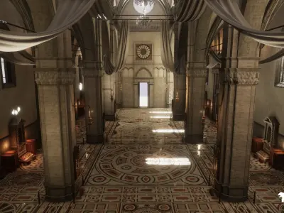 Florence Cathedral Pack-Cathedral Environment-Cathedral Props Low-poly 3D model