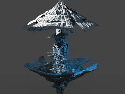 Alien lighthouse Ship 3 Low-poly 3D model