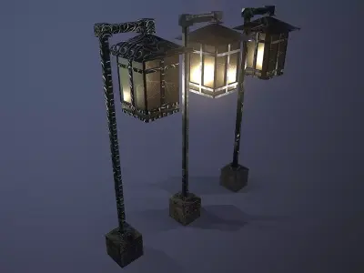 Park Lamps Collection Low-poly 3D model