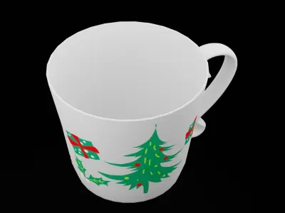 Christmas Tree Tea Cup Low-poly 3D model