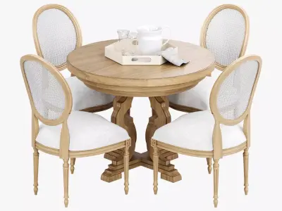 Ethan Allen Aelin Round Dining Table  Chrystiane Side Chair 3D model
