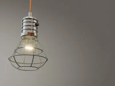 Industrial lamp with an orange cord 3D model