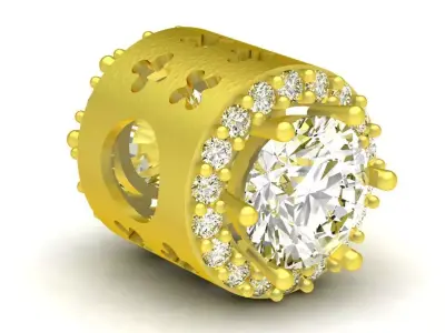 Luxury Diamond Center Bead Charm Jewelry 3D Model 130a 3D print model