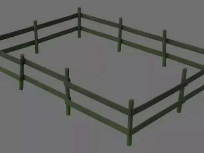 Wooden Fence 1B Low-poly 3D model