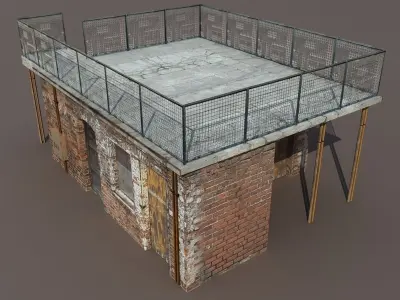 Derelict Building Low poly 3d Model Low-poly 3D model