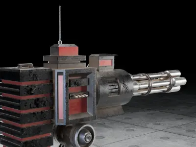 Automatic turret installation Low-poly 3D model