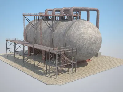 Industrial Silo 04 Low-poly 3D model