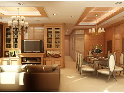 Light brown living 3D model