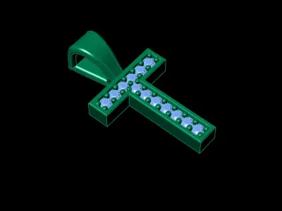 Pendant T cross with diamonds 3D print model