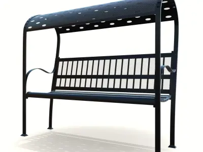 out bench steel mesh Low-poly 3D model