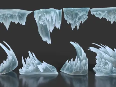 Low poly Curve Ice Spike 230503 Low-poly 3D model