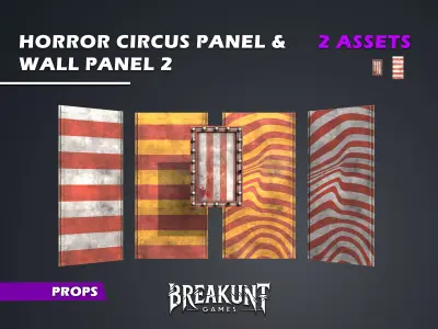 Horror Circus Panel with Wall Panel 2 - 2 assets Low-poly 3D model