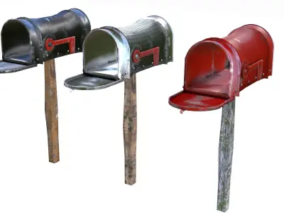 Old Mailboxes Collection Lowpoly 3D Model Pack