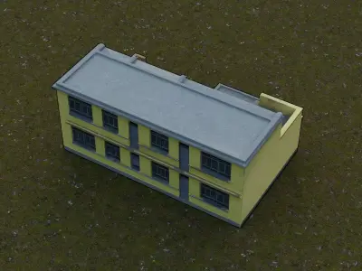 Chinese Rural Primary School Low-poly 3D model