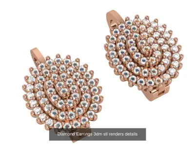 25 Diamond Earrings 3dm stl renders details  3D Model Pack