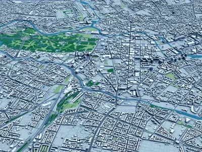 Berlin with Terrain 3D model
