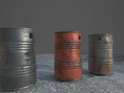 barrel 3d model rusty pipe in snow 3D model