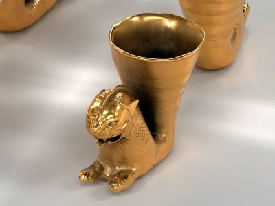 Achaemenid golden cup Low-poly 3D model