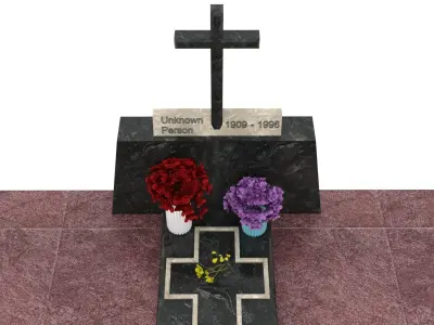 Grave with a cross 3D model