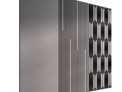 Headboard wood and concrete 3d Wall Panel 06 3D model