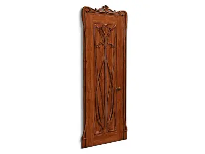 Door0001 wooden door with ornate carvings 3D model