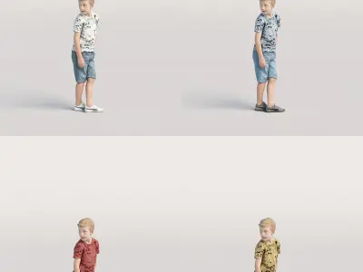 Humano Casual child boy standing and looking back 0208 3D model