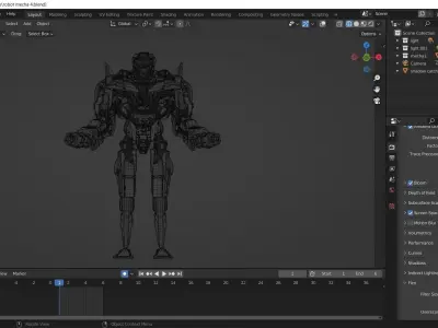 High poly sci-fi photorealistic robot 3D model