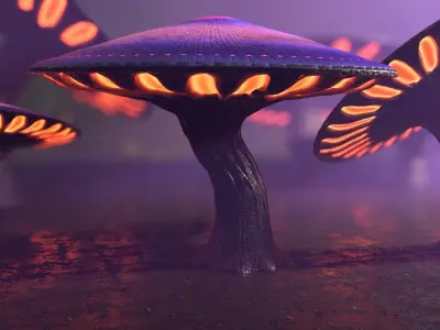 Fantasy Mushrooms Collection Low-poly 3D model