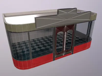 diner store with checkered floor Low-poly 3D model
