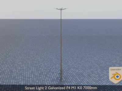 Street Light 2 Galvanized F4 M1 K0 7000 mm Low-poly 3D model