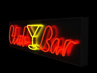 Chinese neon light Low-poly 3D model