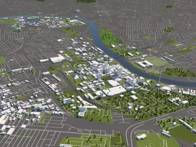 Nashville 50x50km City Map Model 3D model